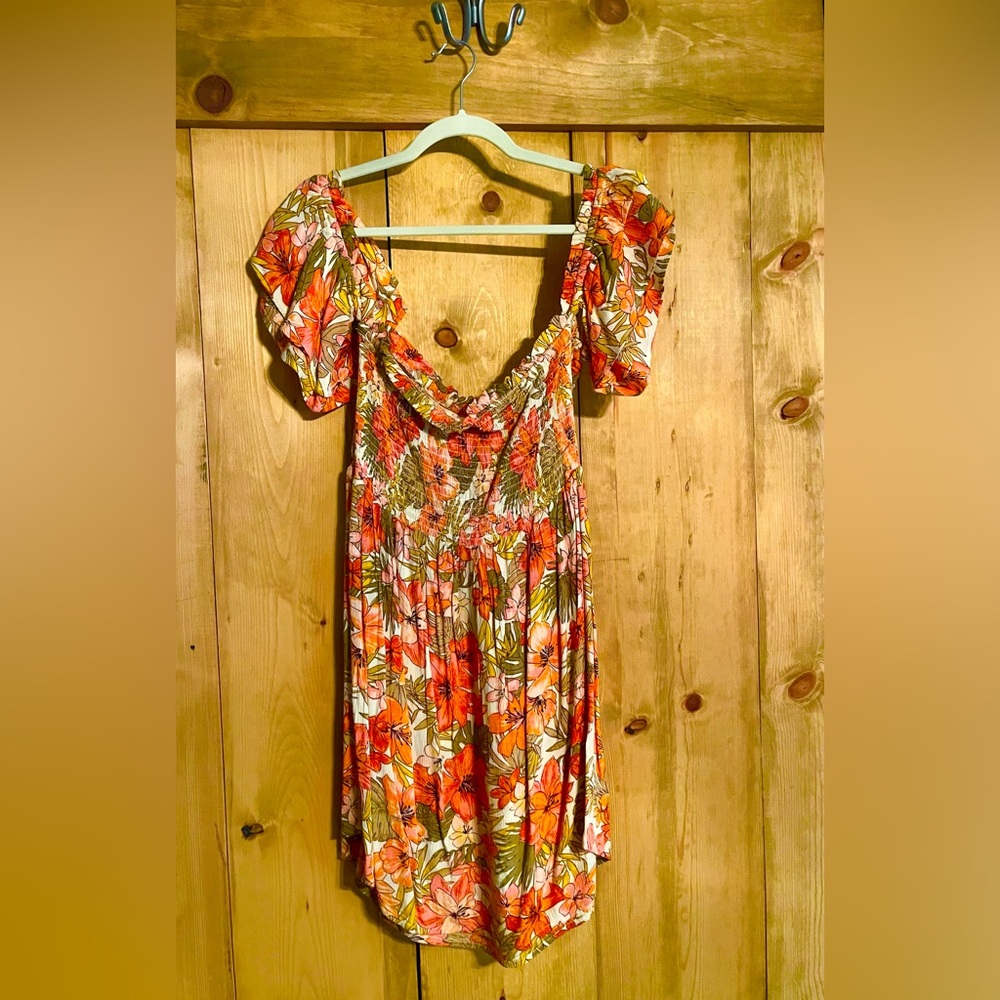 Billabong Red and White Flutter Sleeve Sundress